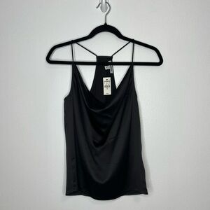 Express Satin Cowl Neck Cami Top Spaghetti Strap Black Women’s Size X-Small NWT